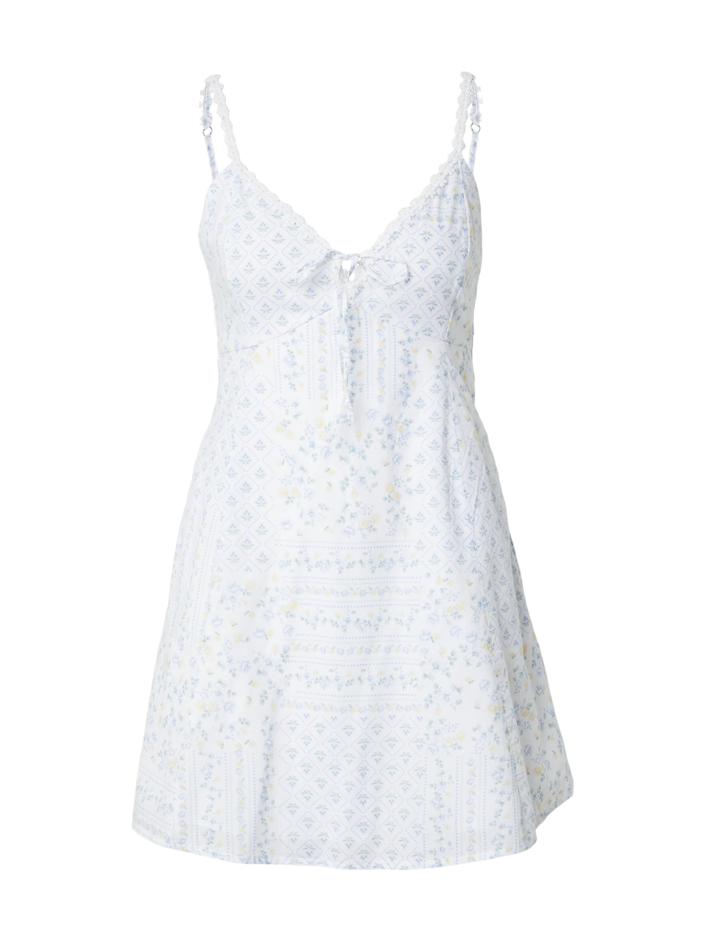 HOLLISTER Zomerjurk 'DAISY' in de kleur Pastelblauw / Lichtgeel / Wit, Productweergave