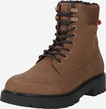 Calvin Klein Jeans Veterboots 'COMBAT' in Bruin: voorkant