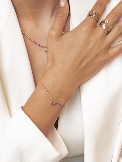 Braccialetto 'Summer Bead Heart' in One Size Hey Happiness di colore oro, Visualizzazione prodotti