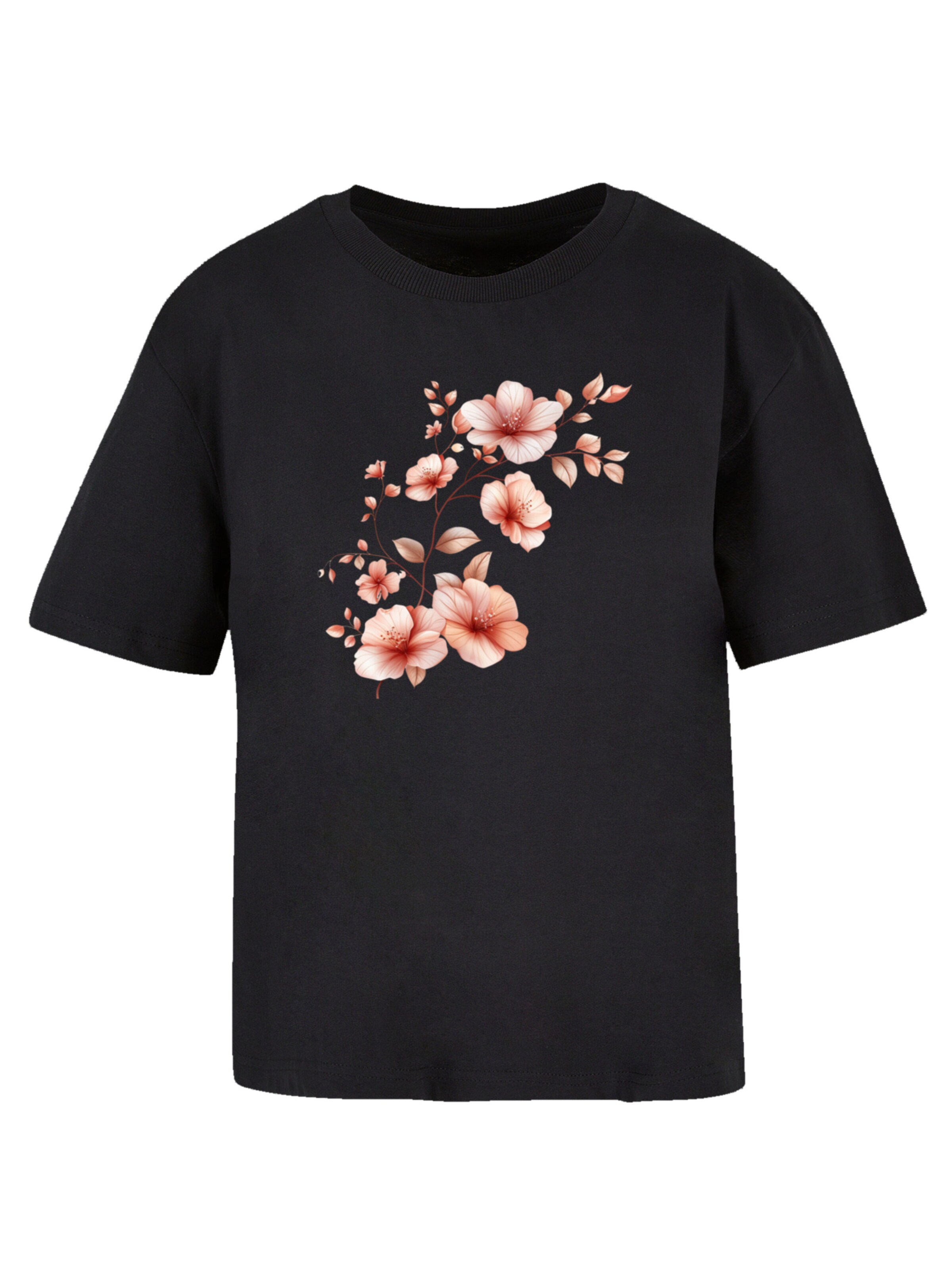 T-shirt oversize 'Rosa Blumenzweig 3D' F4NT4STIC en noir : devant