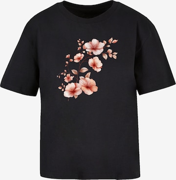 T-shirt oversize 'Rosa Blumenzweig 3D' F4NT4STIC en noir : devant
