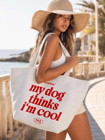 Neverless Beach Bag 'My dog thinks' in Beige