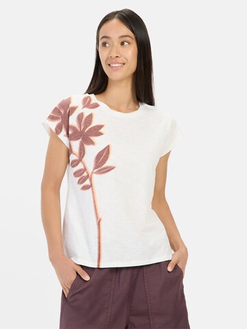 CAMEL ACTIVE T-Shirt mit Blumenprint aus Baumwolle in Weiß: Vorderseite
