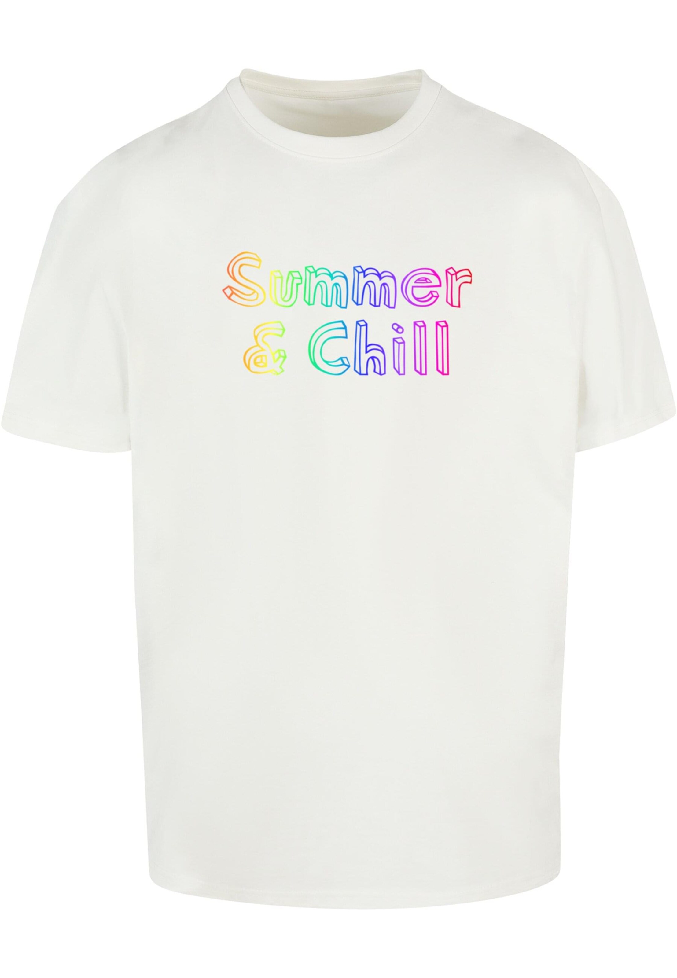 Merchcode Shirt 'Summer And Chill Rainbow' in Wit: voorkant