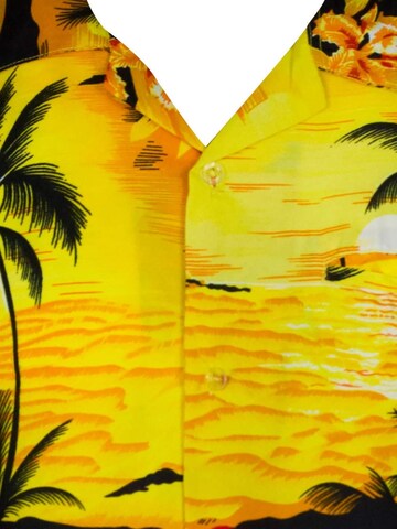 King Kameha Regular fit Button Up Shirt 'Surf' in Yellow