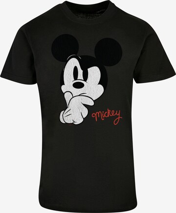 ABSOLUTE CULT T-Shirt 'Mickey Mouse - Distressed Ponder' in Schwarz: predná strana