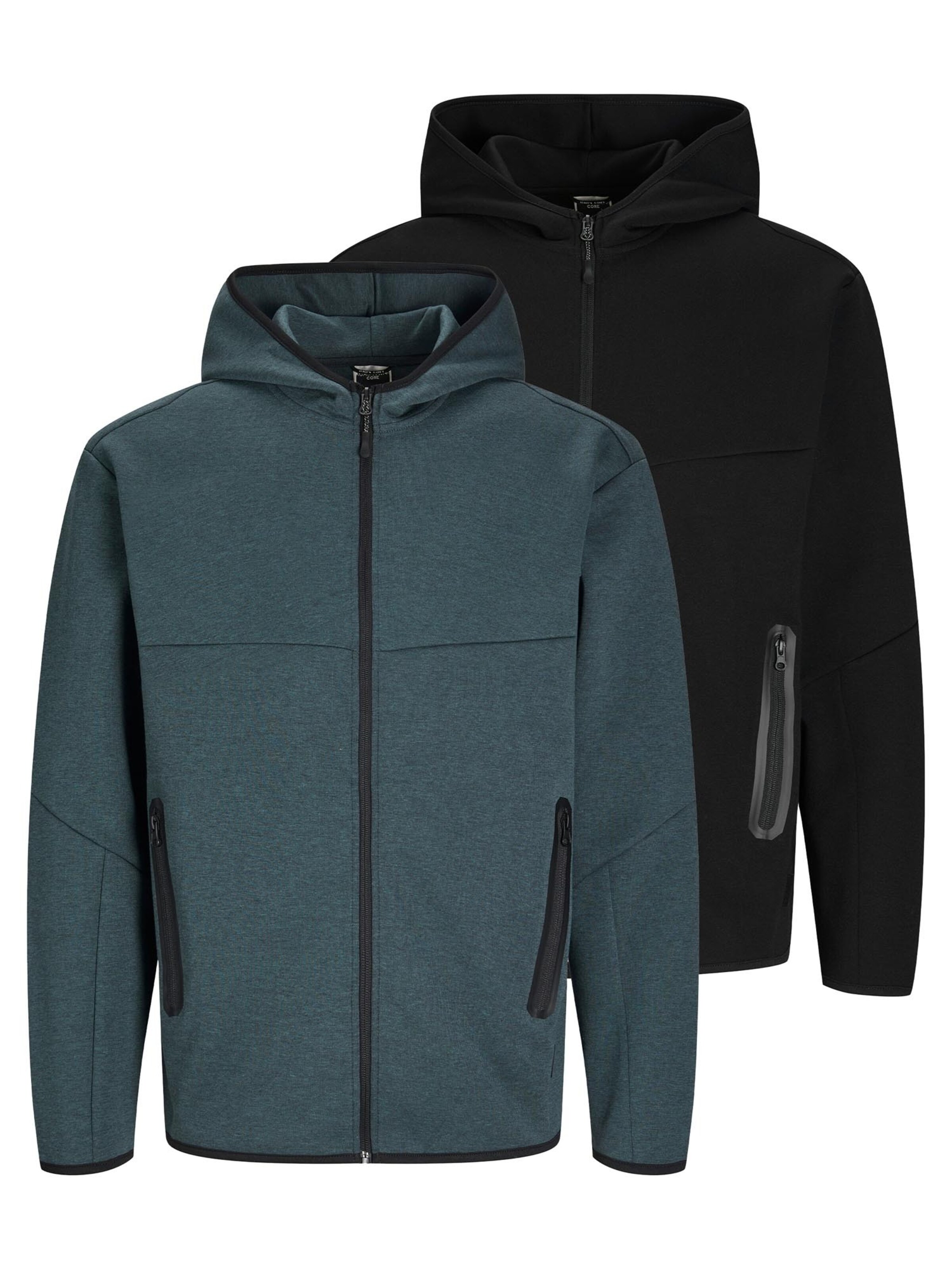 JACK & JONES Sweat jacket 'Fusion' in Blue: front