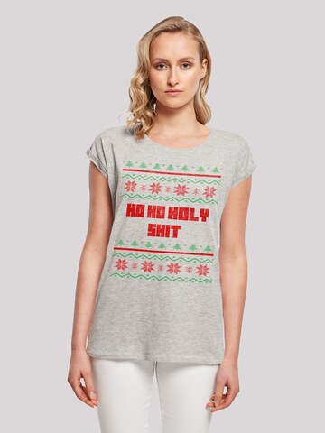 F4NT4STIC Shirt 'Ho Ho Holy' in Grijs: voorkant