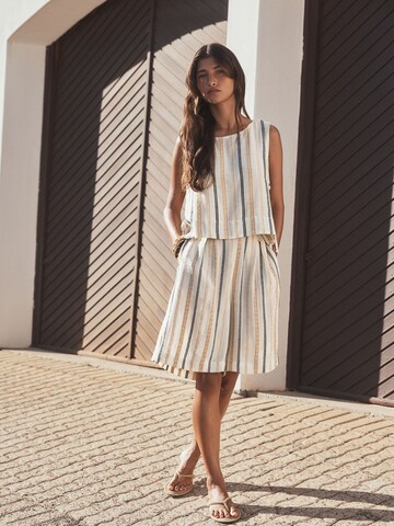 Next Wide leg Pleat-front trousers in Beige: front