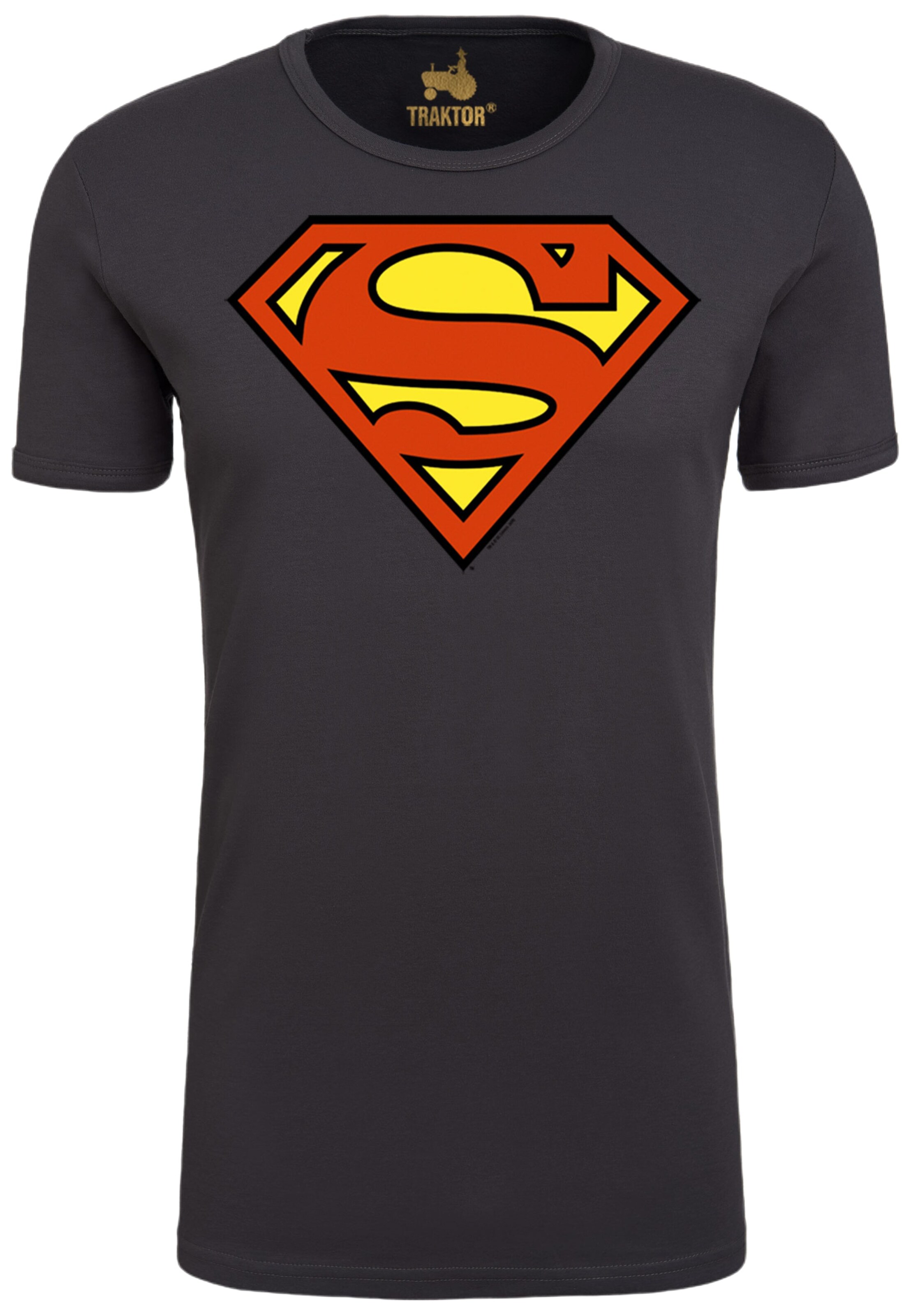 LOGOSHIRT Shirt 'Superman Logo' in Grey: front