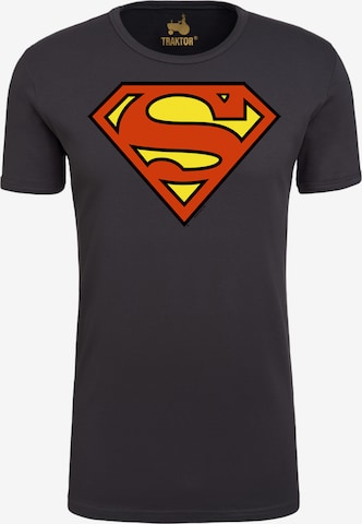 LOGOSHIRT Shirt 'Superman Logo' in Grijs: voorkant