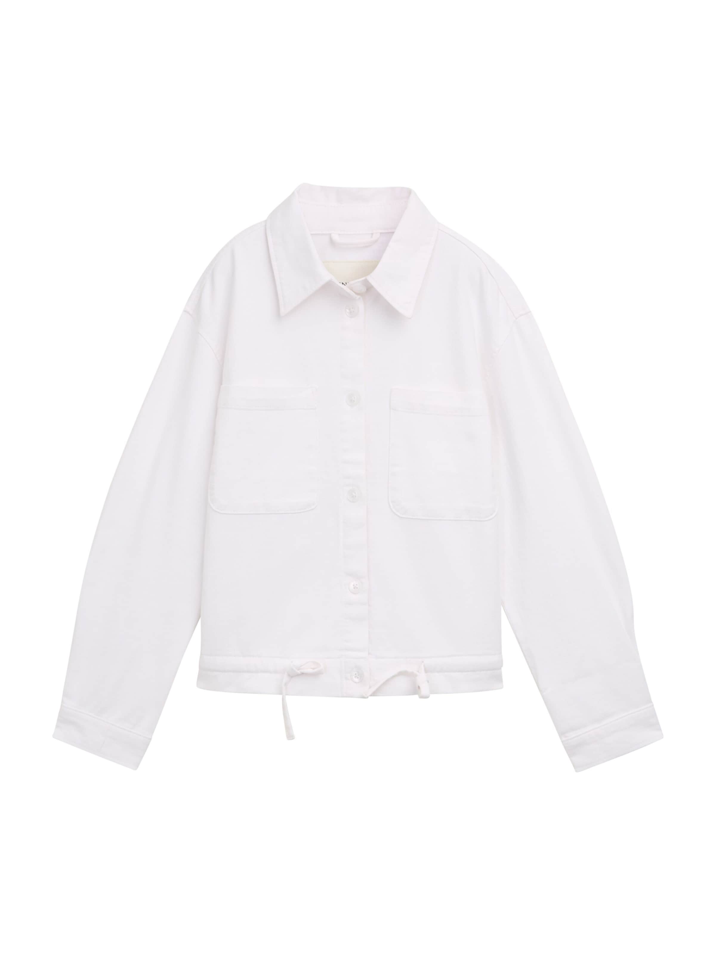 TOM TAILOR DENIM Φθινοπωρινό και ανοιξιάτικο μπουφάν σε λευκό: μπροστά