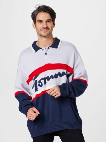 Tommy Jeans Trui 'Heritage' in Blauw: voorkant