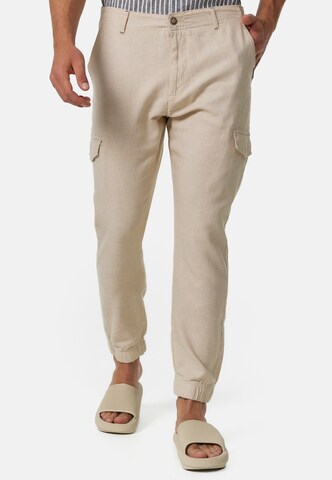 INDICODE JEANS Tapered Trousers 'Booth' in Beige: front