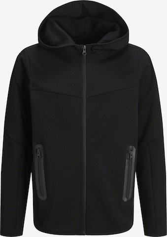 Jack & Jones Junior Кофта на молнии 'Fusion' в Черный: спереди
