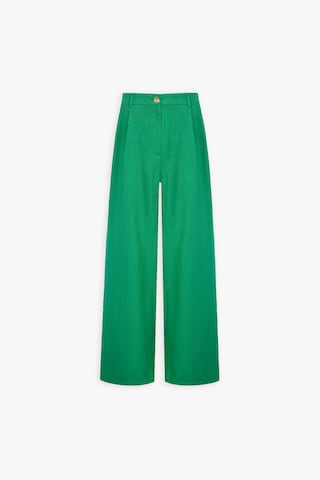 Aligne Wide leg Pleat-Front Pants 'Hainault ' in Green: front