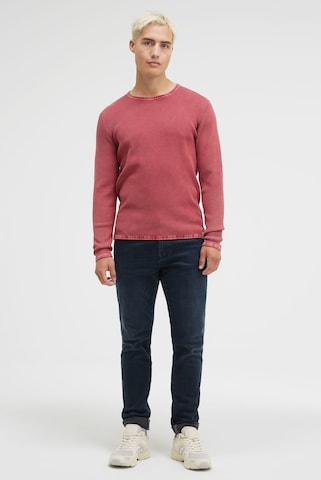 CAMP DAVID Strukturierter Pullover Stone Washed in Rot