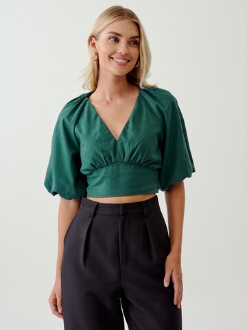 Tussah Shirt 'CHARLEE' in Groen: voorkant