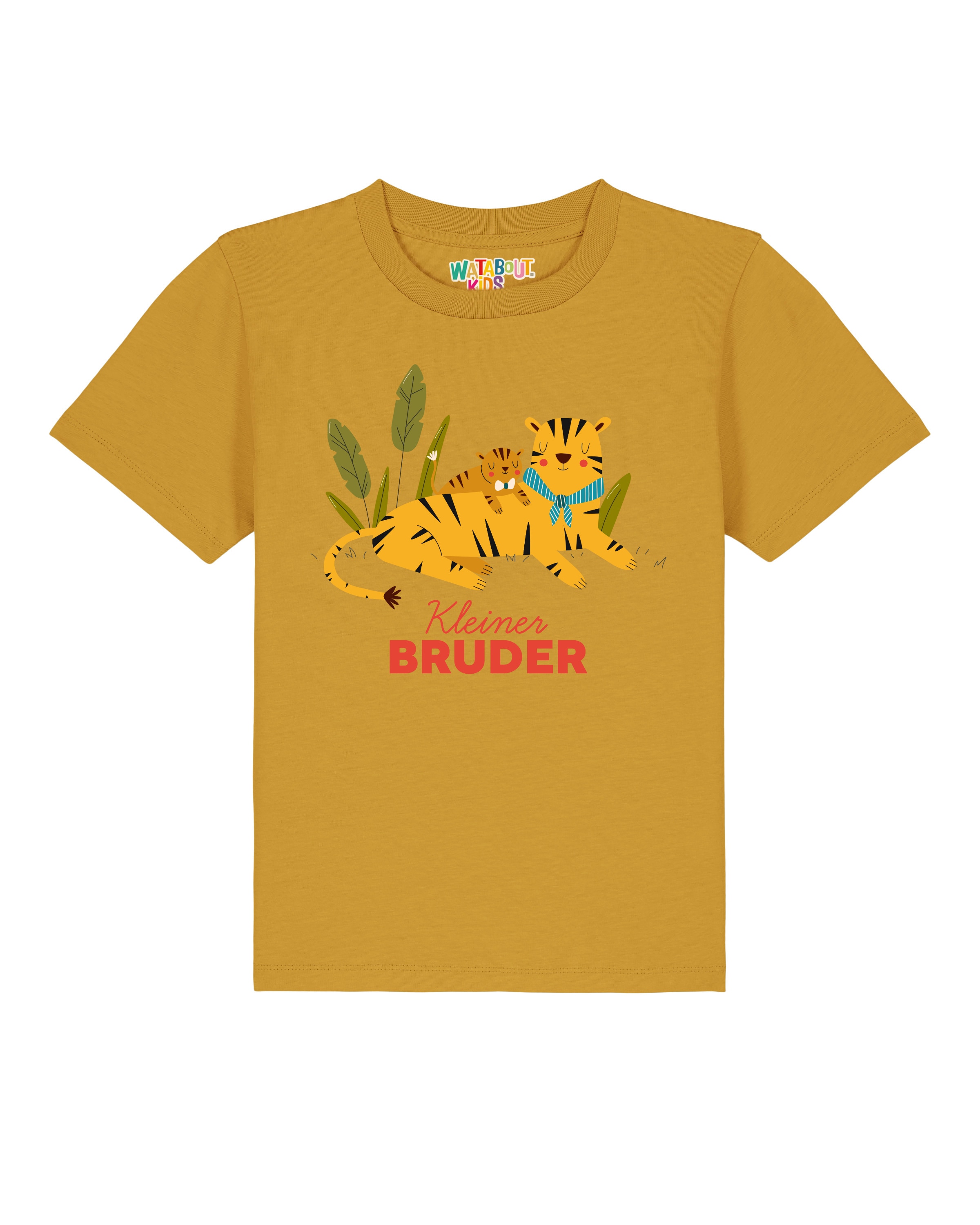 T-Shirt 'Tiger Kleiner Bruder' watabout.kids en jaune : devant