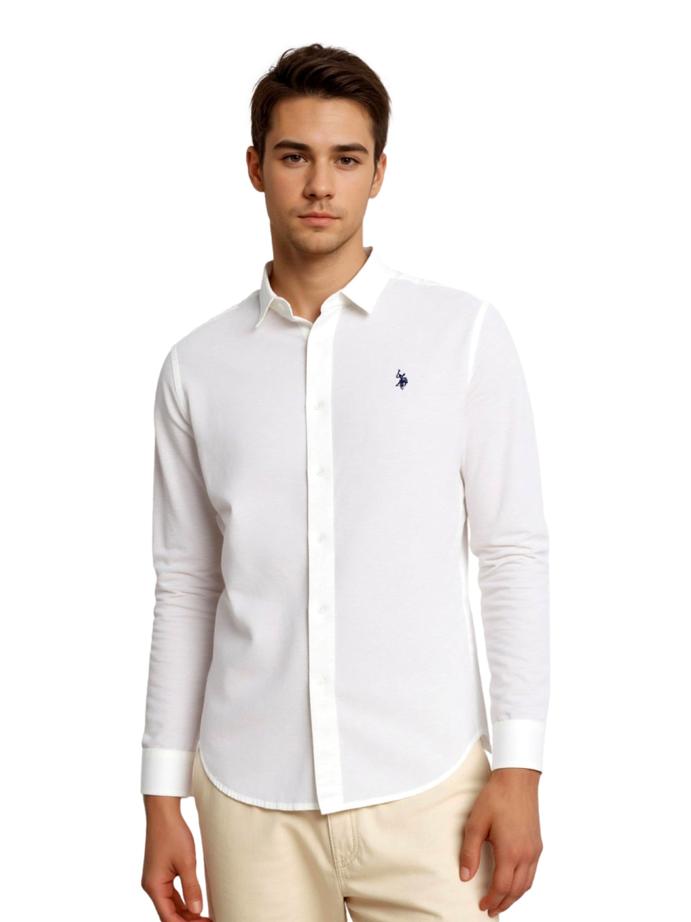 U.S. POLO ASSN. Regular fit Overhemd in Wit: voorkant