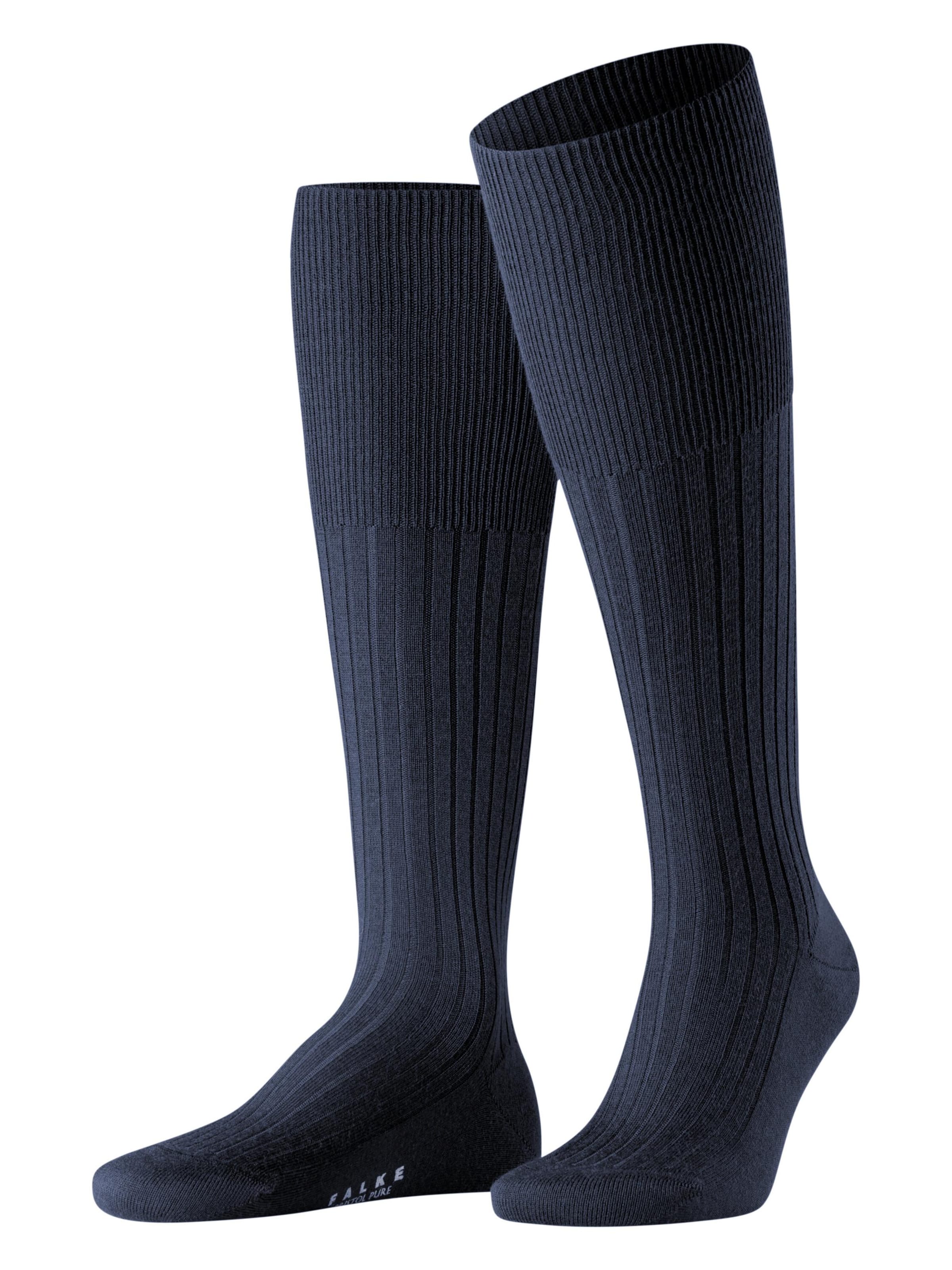 FALKE Knee High Socks 'Bristol Pure' in Blue: front