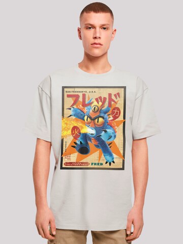 F4NT4STIC Shirt 'Big Hero 6 Fred Newspaper' in Grijs: voorkant