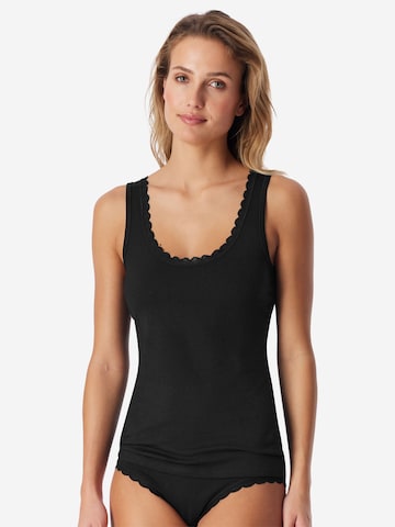 Maillot de corps ' Cotton Lace ' uncover by SCHIESSER en noir : devant