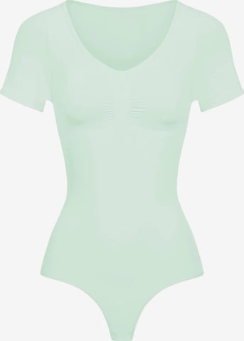 cfab Shapingbody 'T-Shirt Bodysuit Sculpting Shapewear mit String' in Groen: voorkant