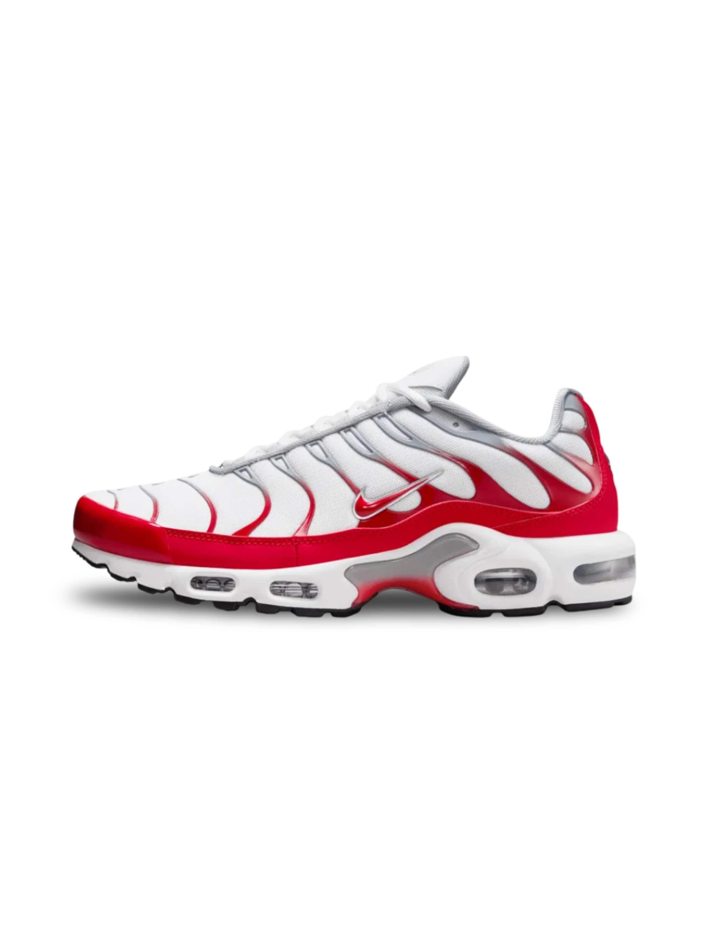 NIKE Sneakers 'Nike Air Max Plus White University Red Wolf Grey' in Red: front