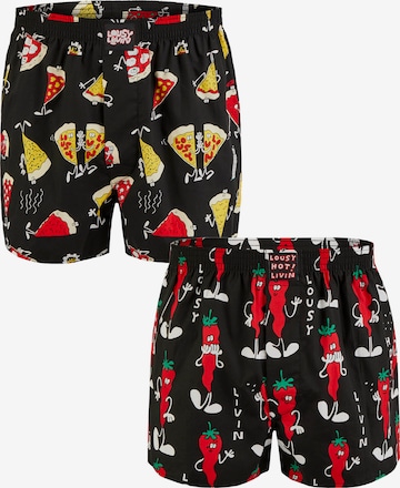Lousy Livin Boxer shorts 'Pizza & Chilli' in Black