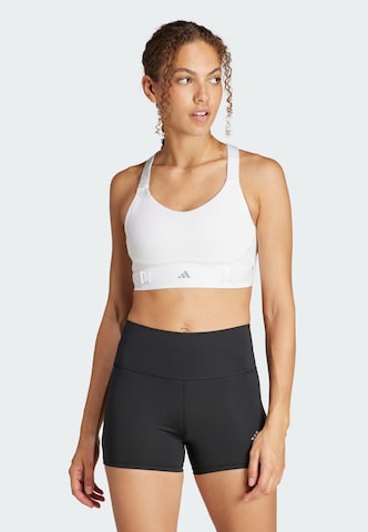 ADIDAS PERFORMANCE Bustier Sport bh 'FastImpact Luxe' in Wit: voorkant