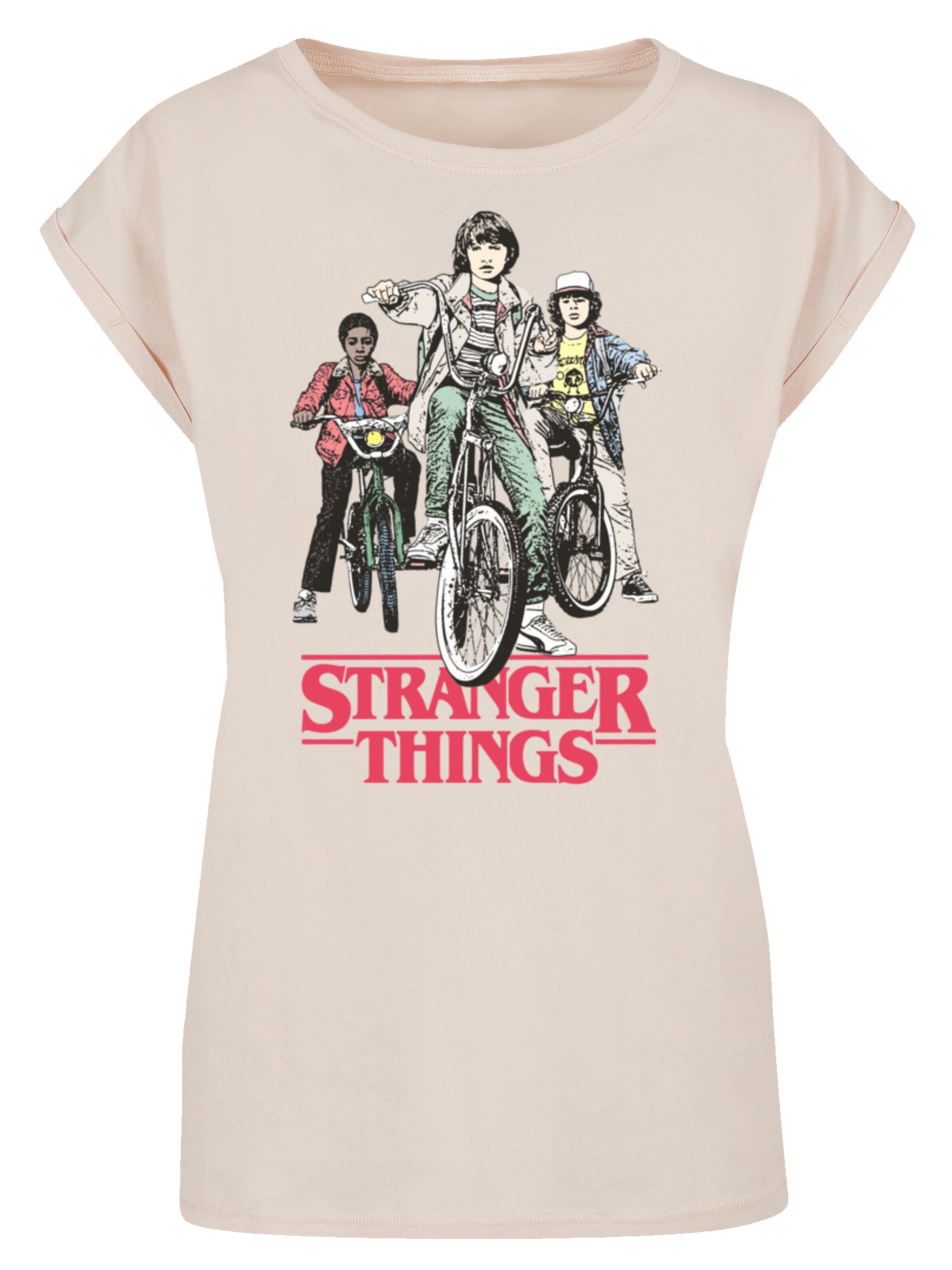 F4NT4STIC Shirt 'Stranger Things Netflix TV Series' in Beige: voorkant