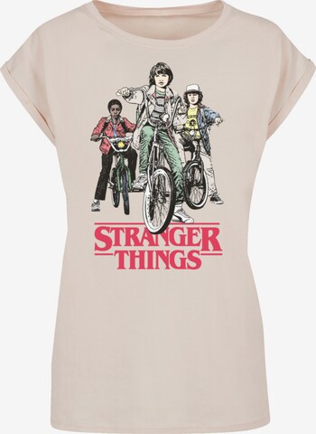 F4NT4STIC Shirt 'Stranger Things Netflix TV Series' in Beige: voorkant