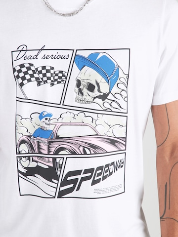 JACK & JONES - Camiseta 'JJTRACK SKULL' en blanco