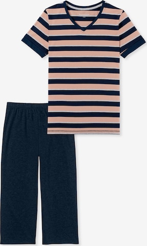 SCHIESSER Short Pajama Set 'Casual Essentials' in Blue: front