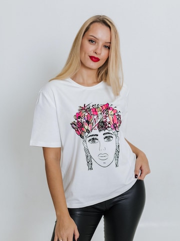 RADADA Shirt 'FLOWER CROWN' in Weiß