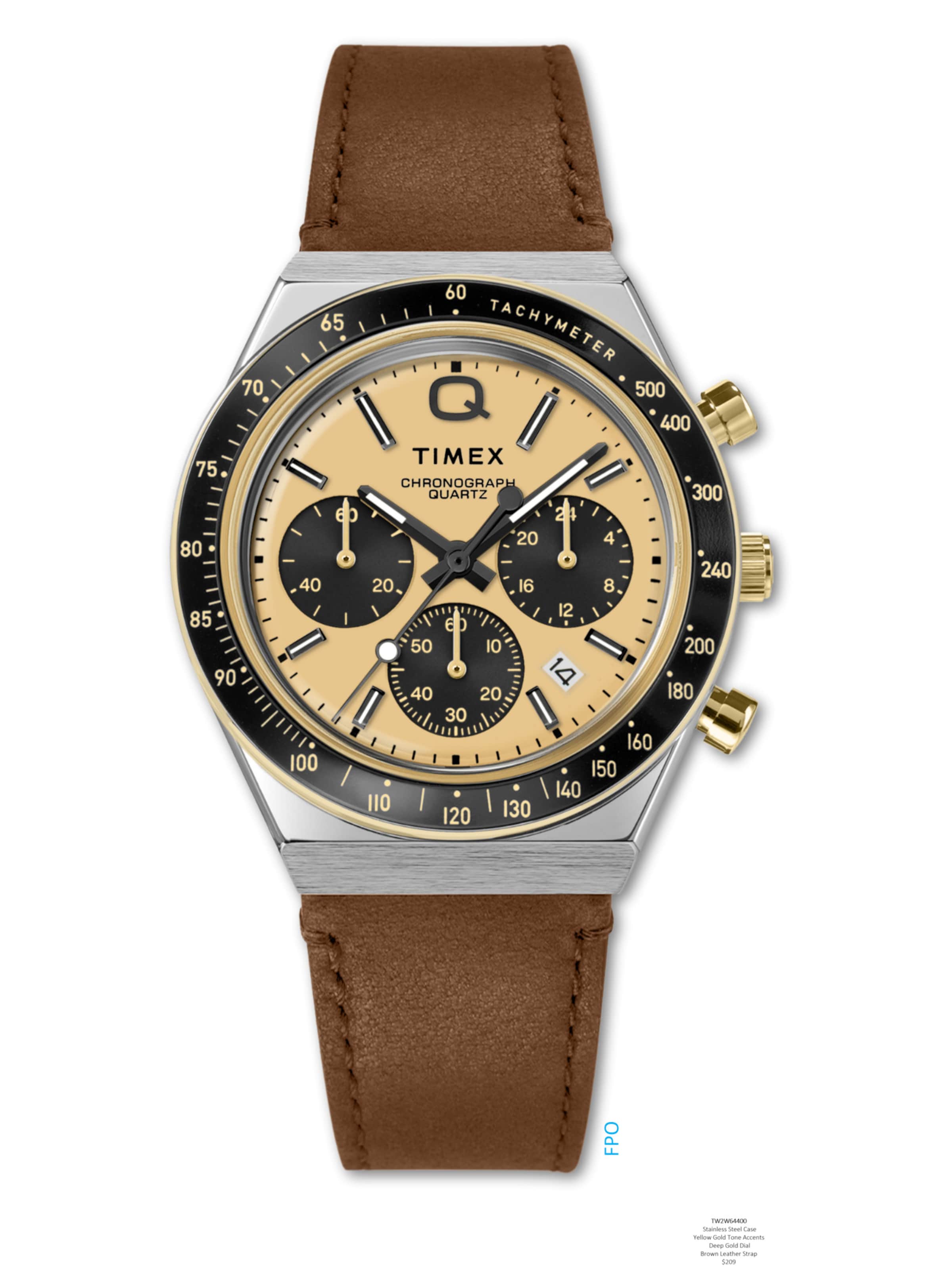 TIMEX Analoguhr ' 1970s Q' in Braun: Vorderseite