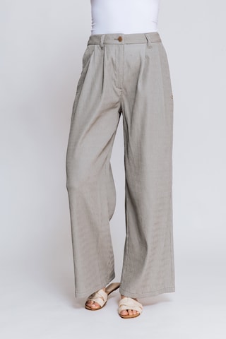 Zhrill Pleat-Front Pants in Grey: front