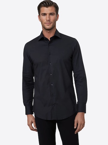 PIERRE CARDIN Slim fit Business shirt in Black: front