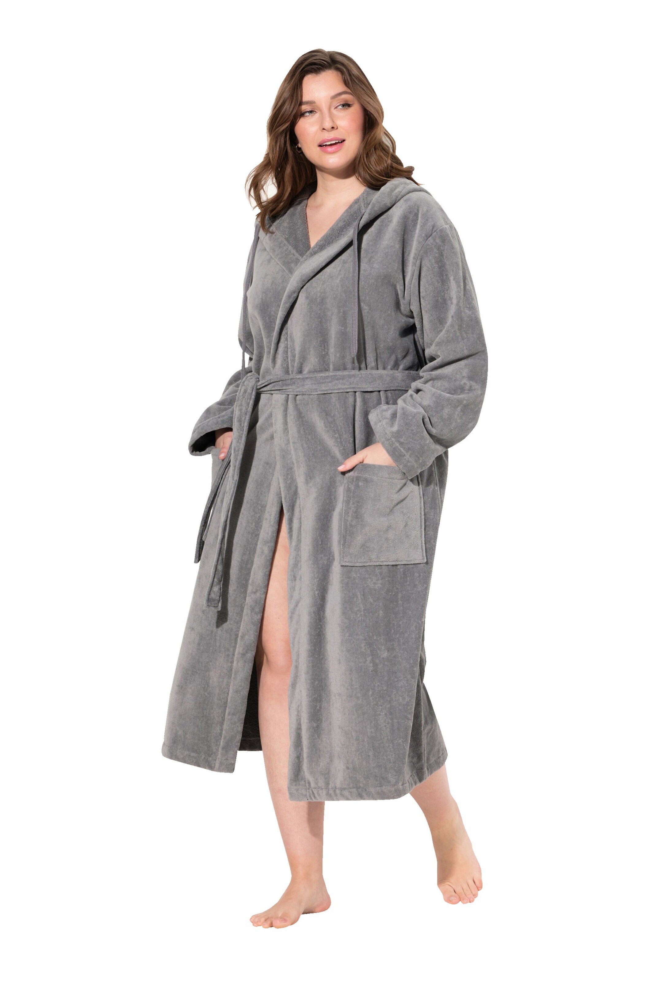 Peignoir long Ulla Popken en gris : devant