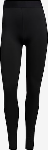 ADIDAS PERFORMANCE Skinny Workout Pants in Black: front