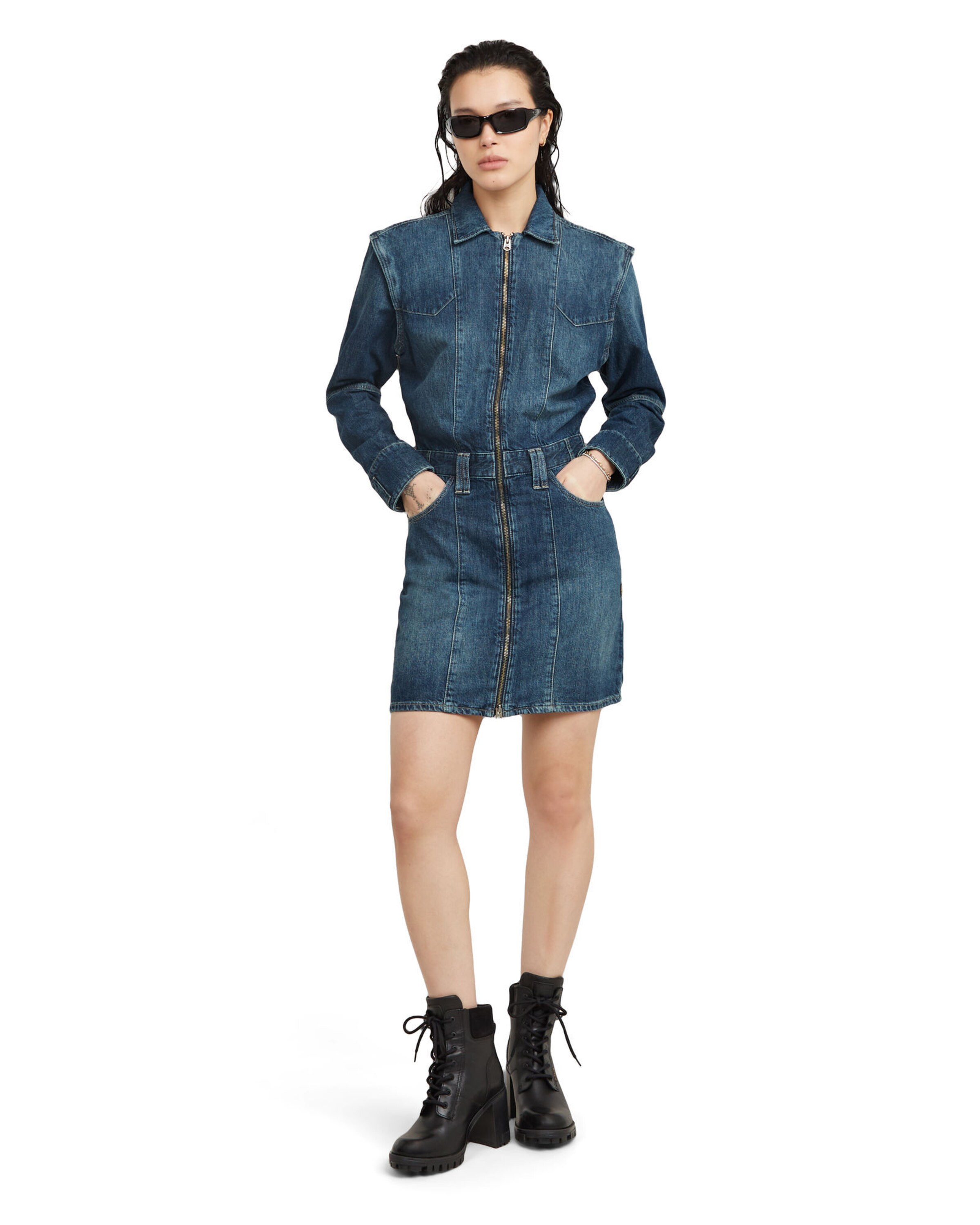 G-STAR Blousejurk 'Biker' in Blauw