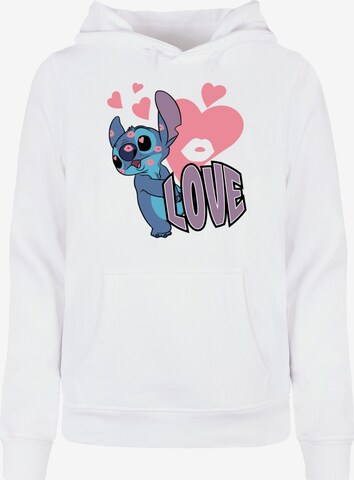 ABSOLUTE CULT Sweatshirt 'Lilo And Stitch - Love Hearts' in White: front