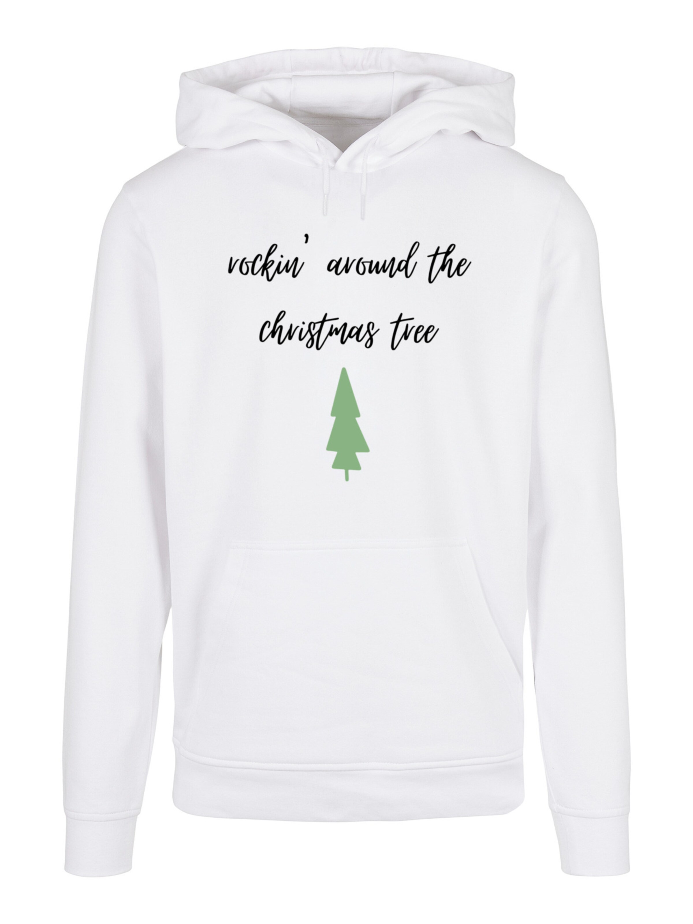Sweat-shirt 'Rockin around the christmas tree' F4NT4STIC en blanc : devant