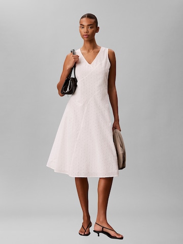 Calvin Klein Kleid 'Broderie Anglaise' in Weiß