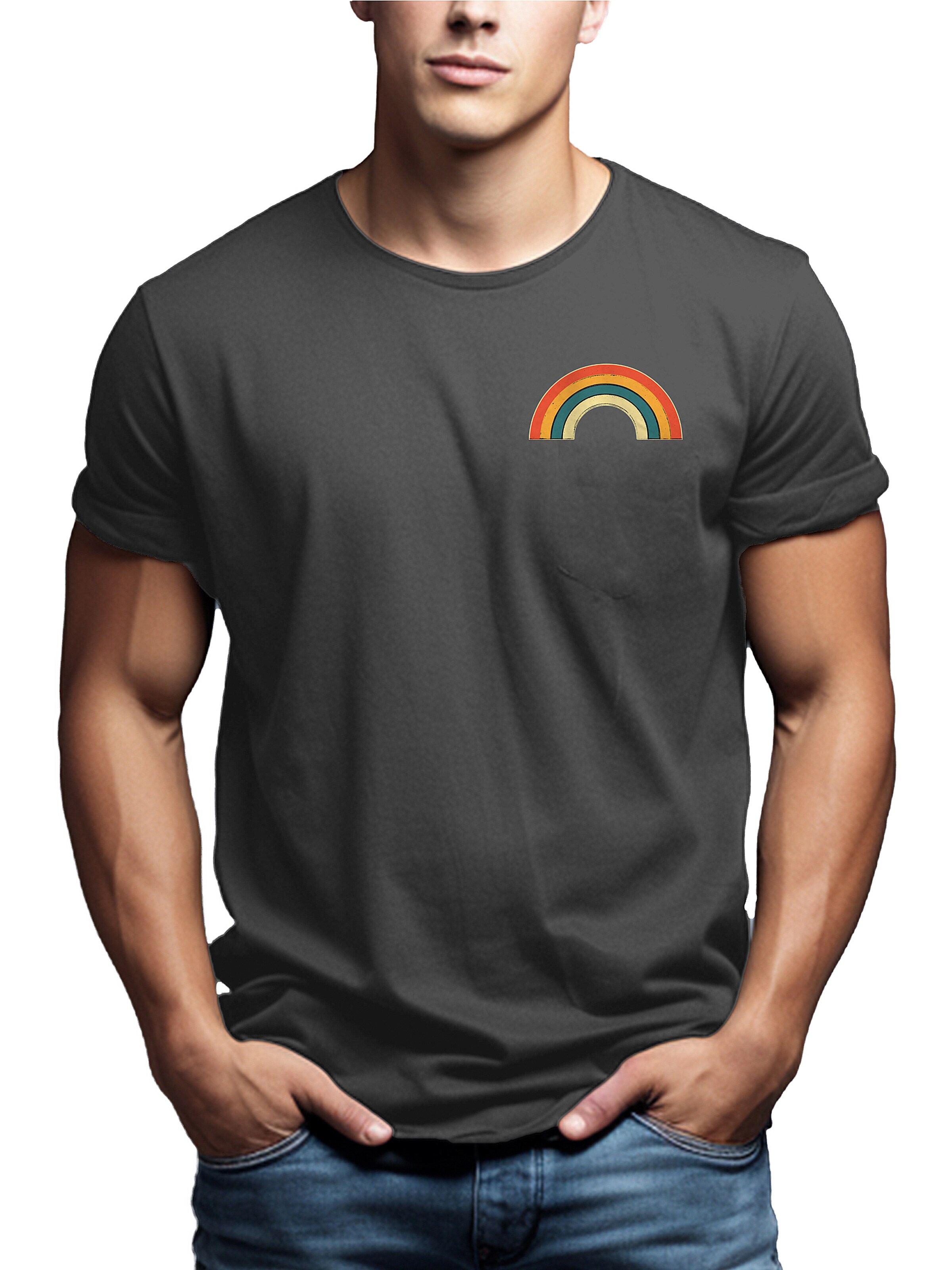 MAKAYA Shirt 'Rainbow' in Grey