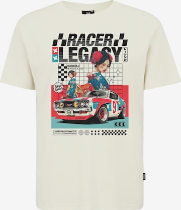 Oldskull Shirt 'Asian Kimono Racing Club Graphic' in White: front