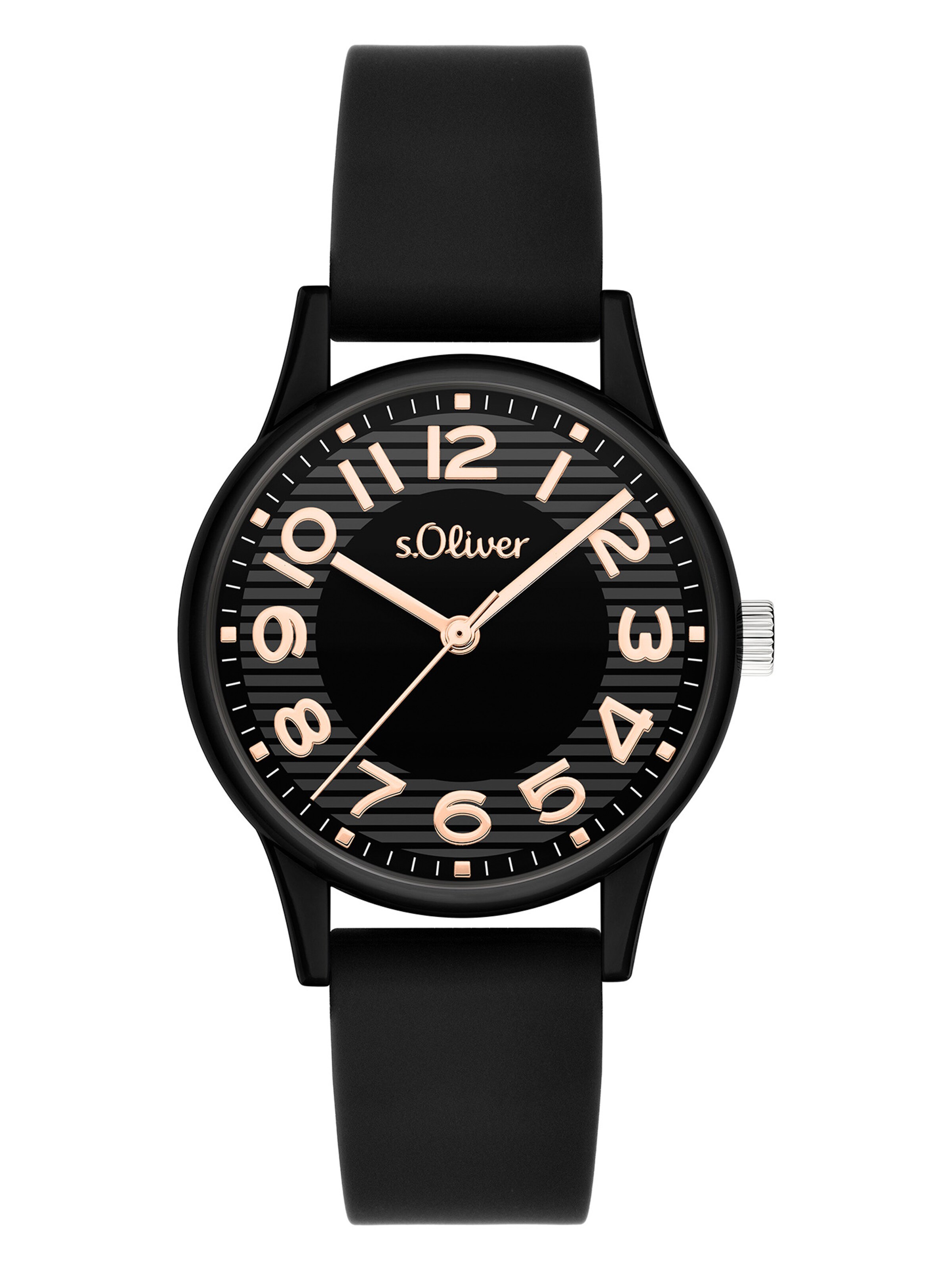s.Oliver Analoguhr in Schwarz: Vorderseite