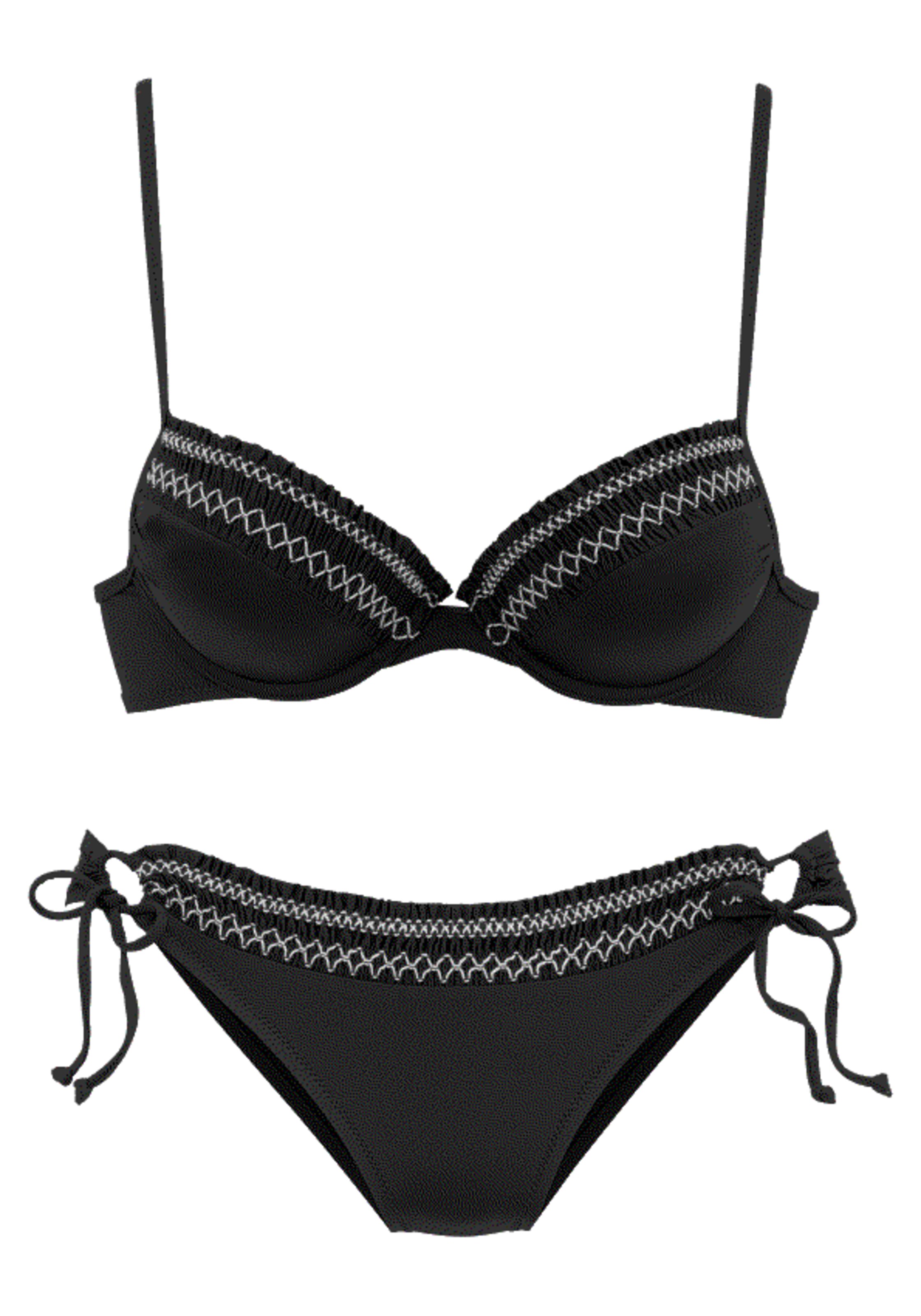 LASCANA T-shirt Bikini in Black: front