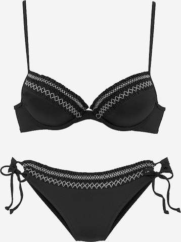 Sutien de tricou Costum de baie două piese de la LASCANA pe negru: față